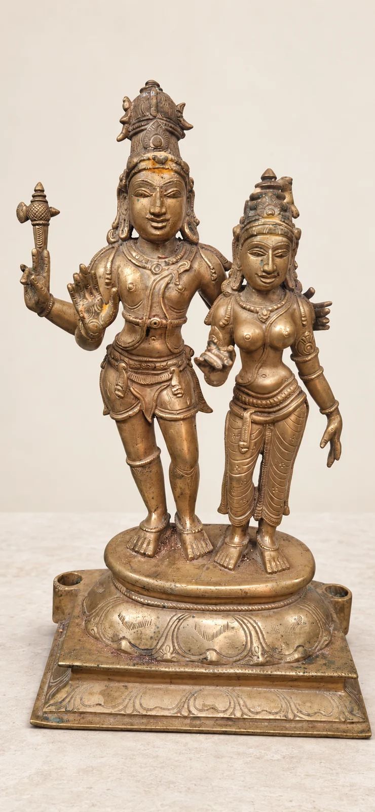 Lord Shiva and Goddess Parvati sacred bronze sculpture by Sanctum Form
