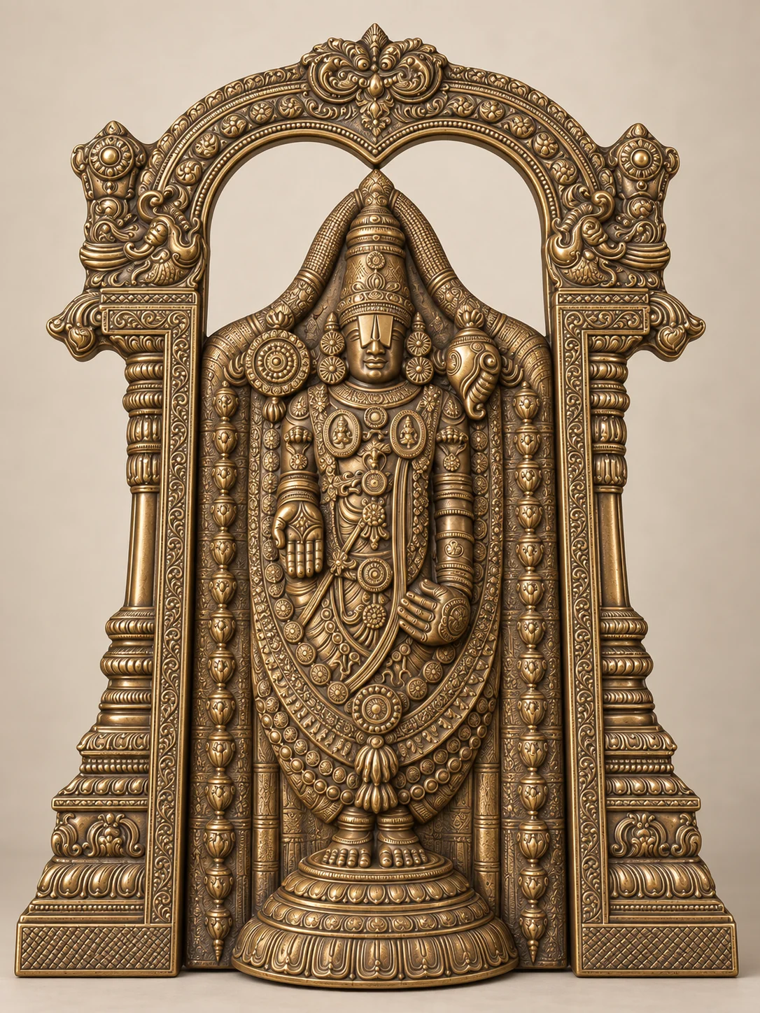Ornate Lord Venkateswara (Tirupati Balaji) bronze temple sculpture
